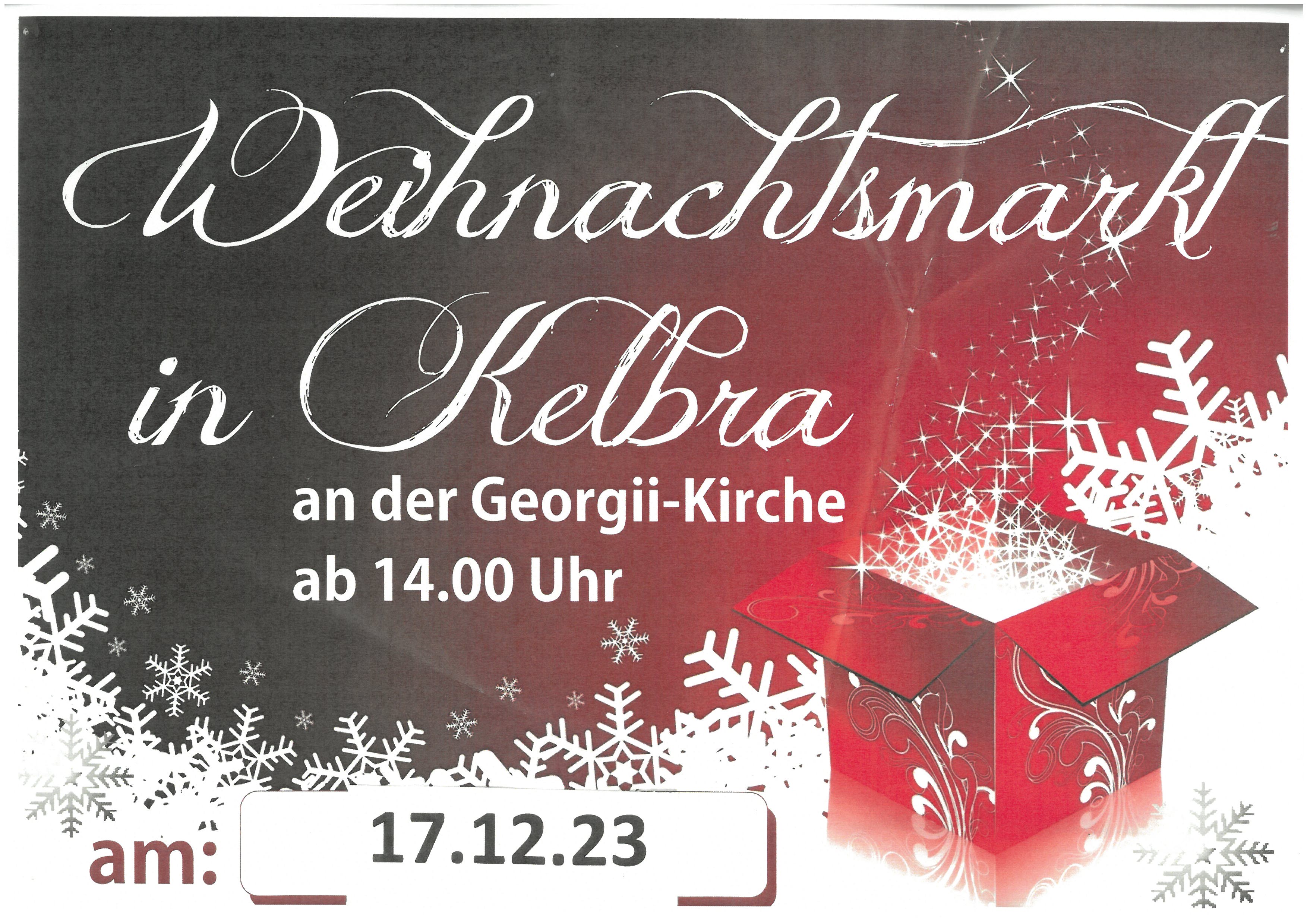 !!! Weihnachtsmarkt Kelbra - Verschiebung auf 17.12.2023!!!